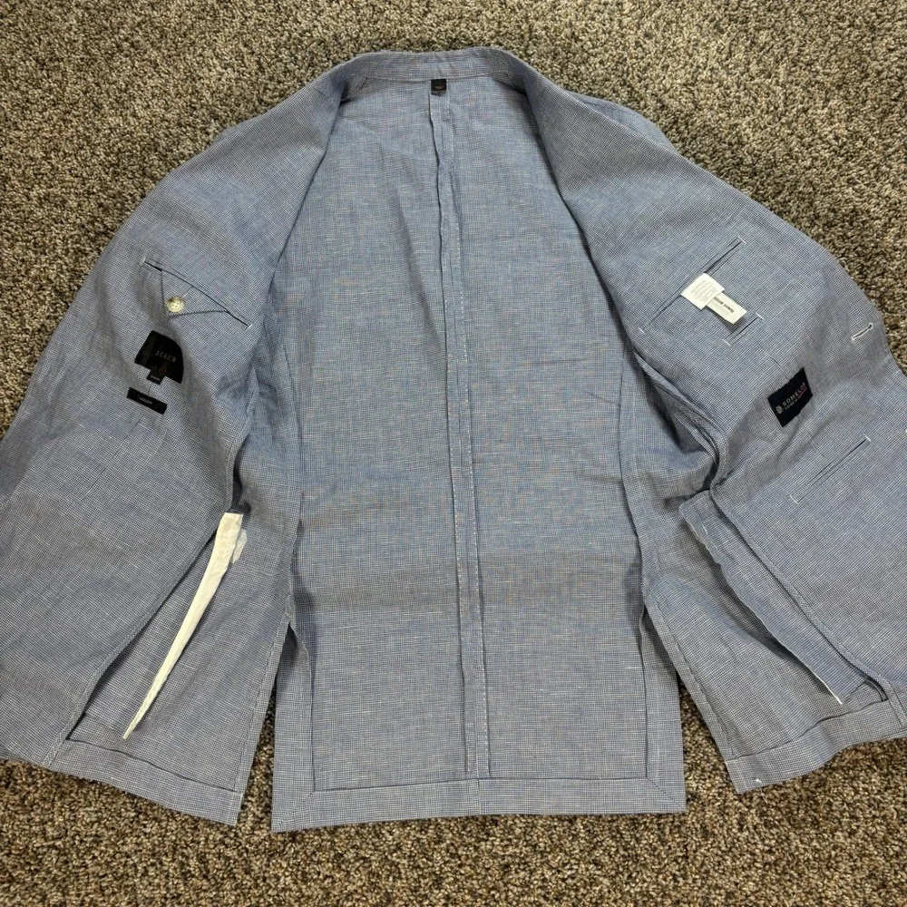 J.Crew Ludlow Blazer Men's 36R Blue Cotton Linen Somelos Portugal Sport Coat